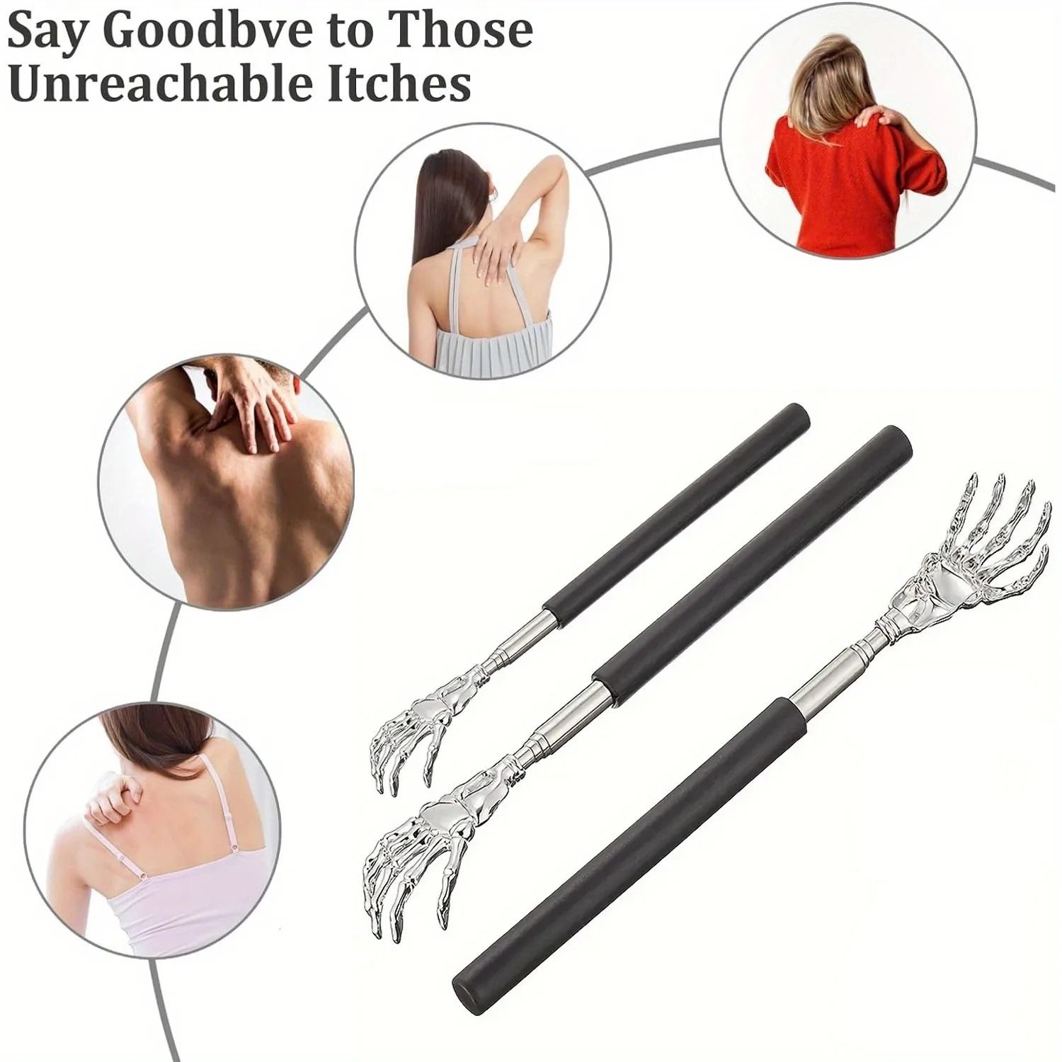 Adjustable Stainless Steel Back Scratcher with Retractable Claw for Portable and Convenient Massage and Tickle Relief