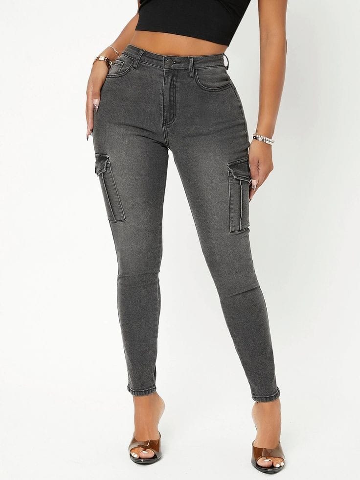 Ladies skinny Denim plain pants