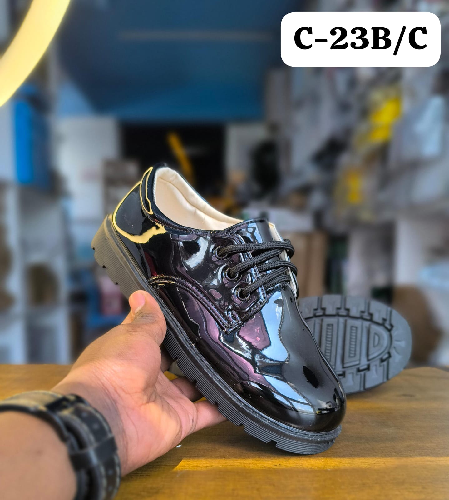 Unisex PU leather kids school shoes