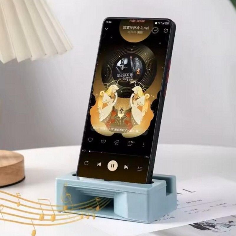 New Phone Holder Loudspeaker Phone Stand Mobile Cell Phone Holder With Desktop Sound Amplifier  Blue