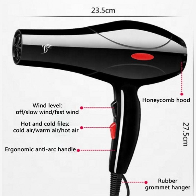 2200W Hair Dryer Professional Blowers Blow Dryer Low Noise Hot And Cold Wind Styling Tools