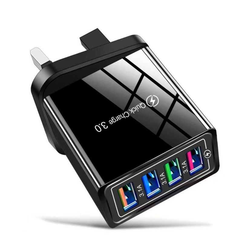 UK Plug 4 USB Ports Chargers Universal Power Adapter Wall Travel Fast Charger