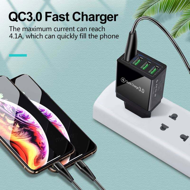 UK Plug 4 USB Ports Chargers Universal Power Adapter Wall Travel Fast Charger