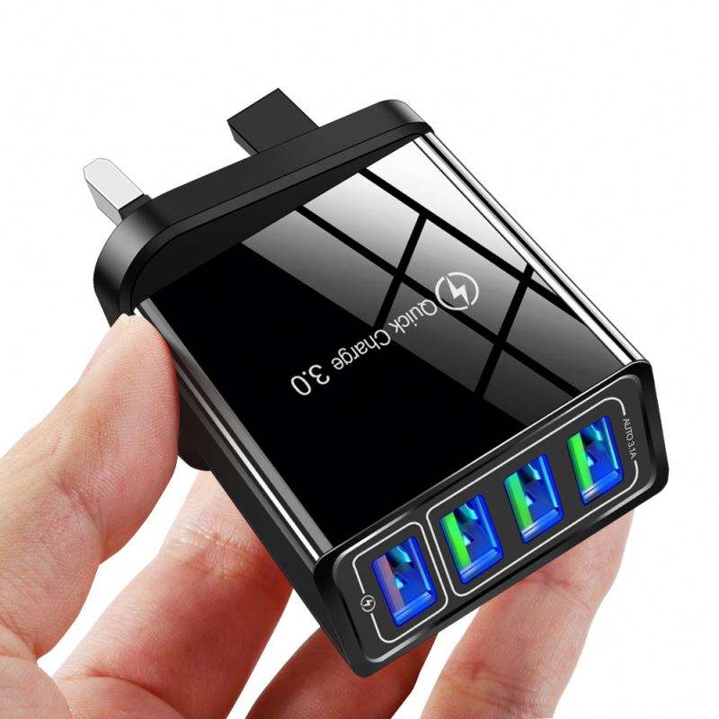 UK Plug 4 USB Ports Chargers Universal Power Adapter Wall Travel Fast Charger