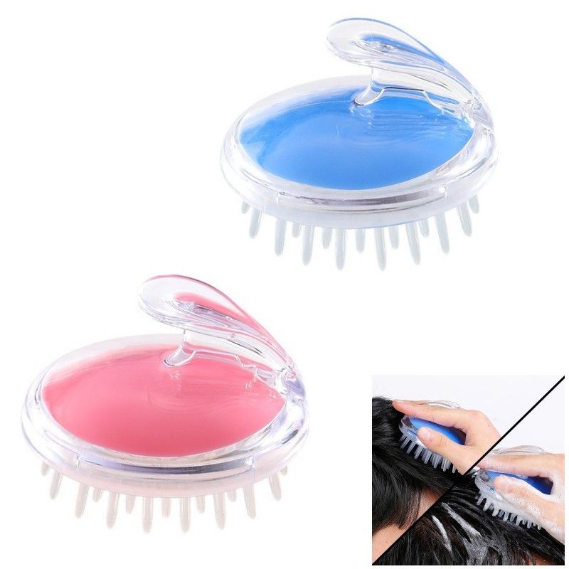 Hair Brush Silicone Head Massage Brush Scalp Cleansing Soft Teeth Comb