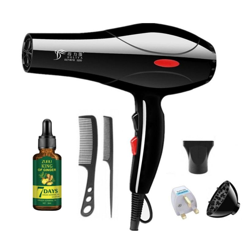 Hair Blow Dryer Hair Dryer+Hair Growth Oil+Combs+UK Plugs