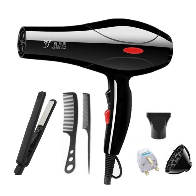Hair Blow Dryer Hair Dryer+Hair Straighteren+Combs+UK Plugs