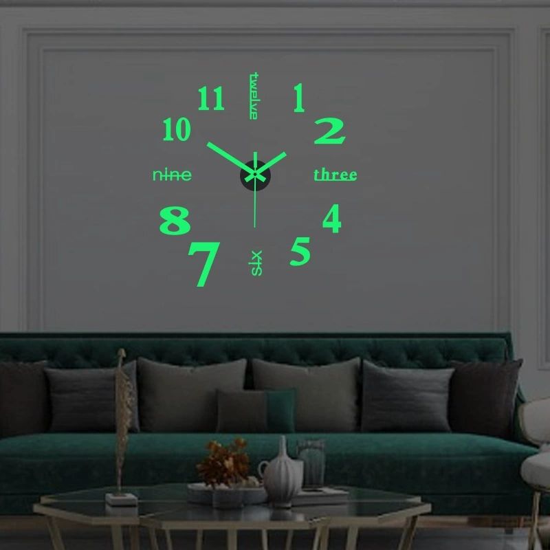 3D Wall Clock Luminous Wall Stickers Creative DIY Wall Clocks