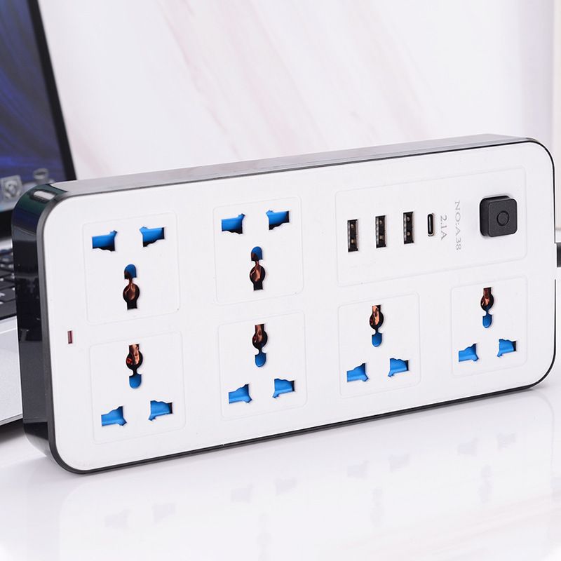 6 Way Electric Socket+4 USB Extension Power Strip 10A Fast Charging UK Standards