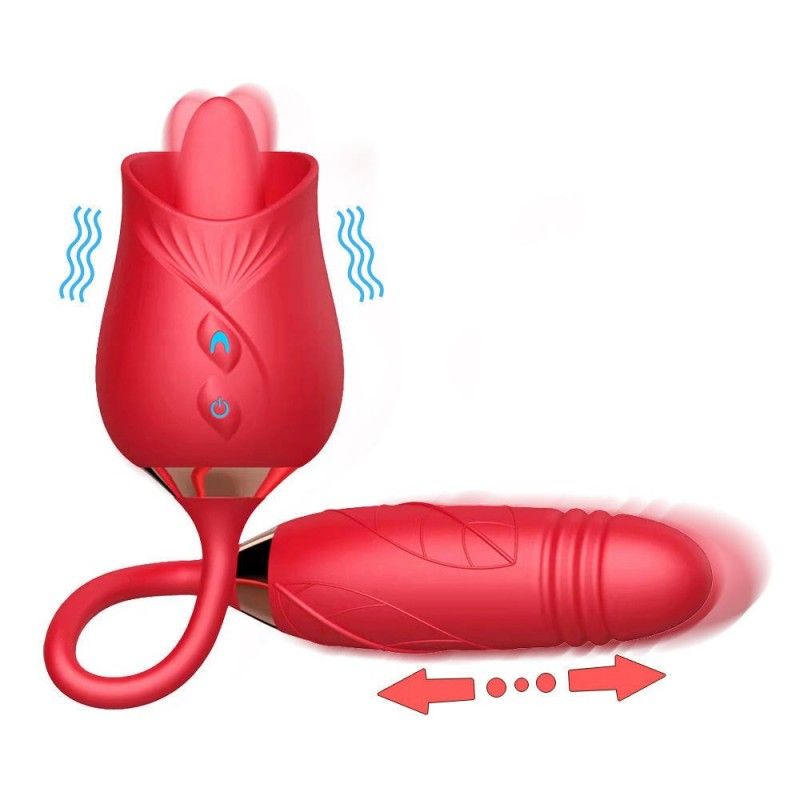 Rotating Tongue Vibrator Thrusting G Spot Dildo Clitoral Stimulation Sex Toys