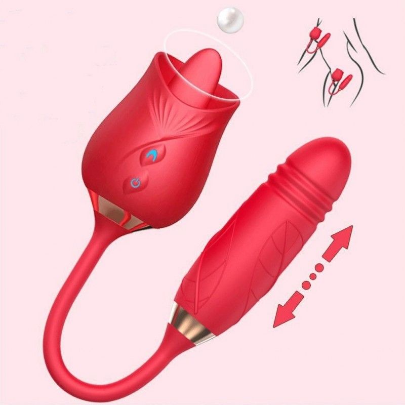 Rotating Tongue Vibrator Thrusting G Spot Dildo Clitoral Stimulation Sex Toys