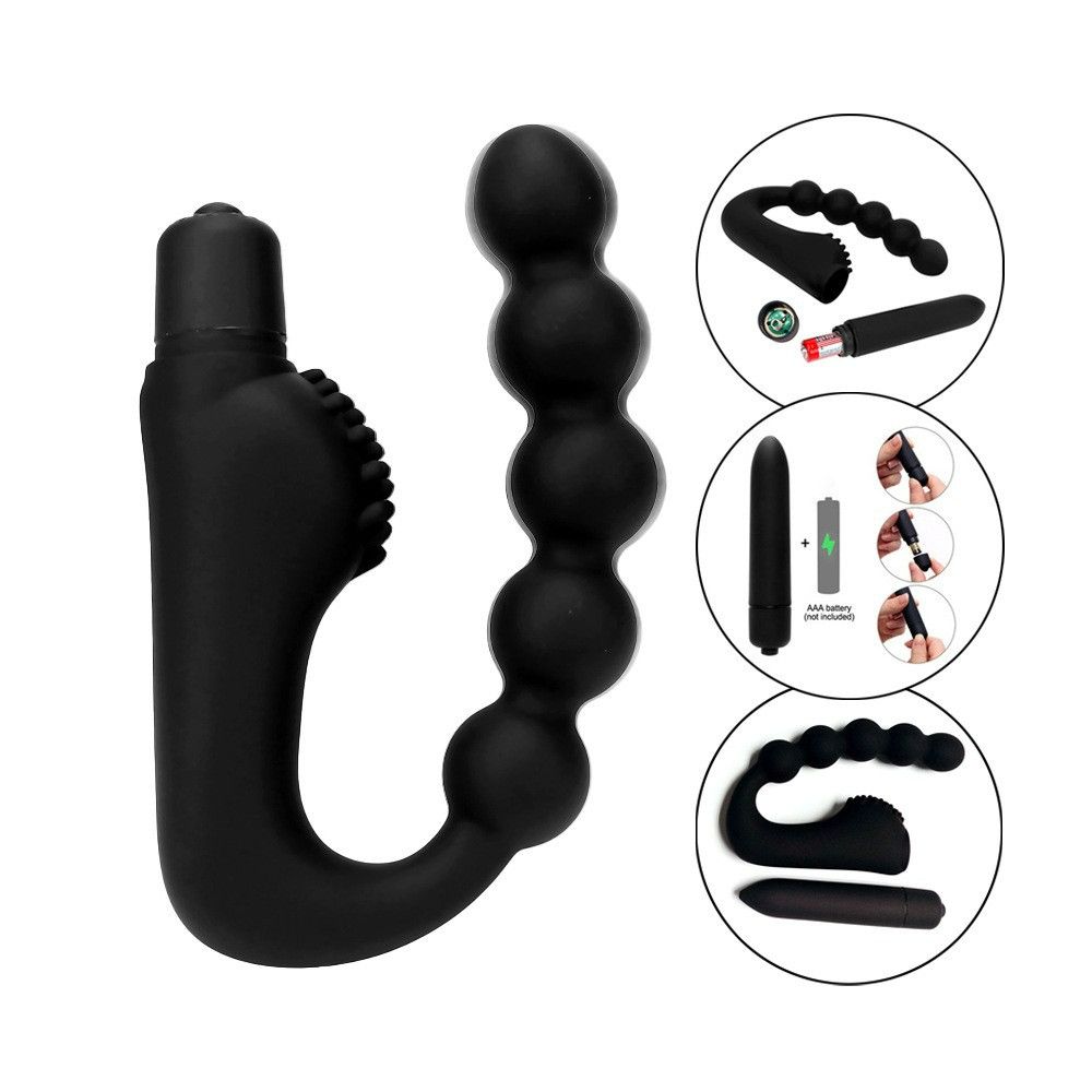 Vibrating Anal Beads Butt Plug Anal Vibrator with 10 Vibration Modes Graduated Design Prostate Massager Silicone Anal Sex Toys Bullet Vibrators for Men, Women and Couples