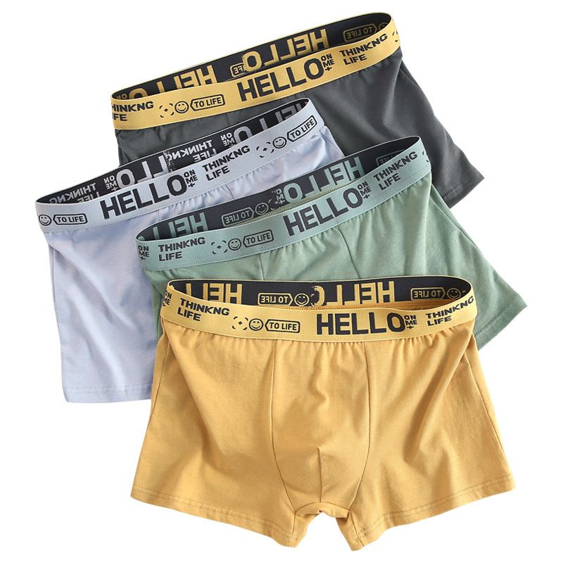 4Pcs Men's underwear  Men's Boxer Briefs Cotton underwear backing Bacteriostat Youth shorts Underwear