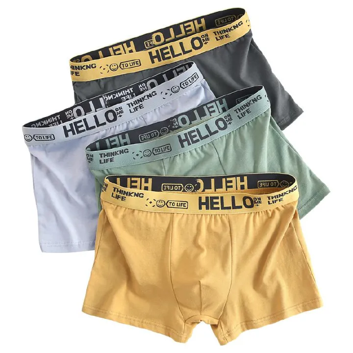 4Pcs Men's underwear  Men's Boxer Briefs Cotton underwear backing Bacteriostat Youth shorts Underwear