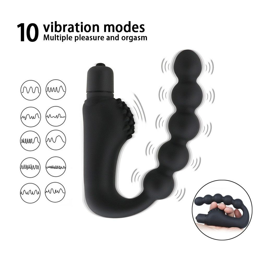Vibrating Anal Beads Butt Plug Anal Vibrator with 10 Vibration Modes Graduated Design Prostate Massager Silicone Anal Sex Toys Bullet Vibrators for Men, Women and Couples