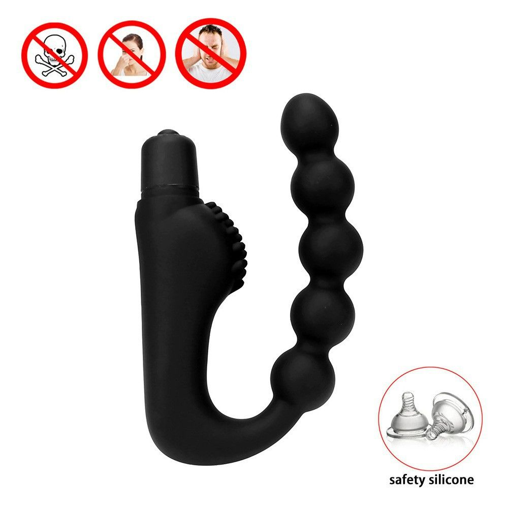Vibrating Anal Beads Butt Plug Anal Vibrator with 10 Vibration Modes Graduated Design Prostate Massager Silicone Anal Sex Toys Bullet Vibrators for Men, Women and Couples
