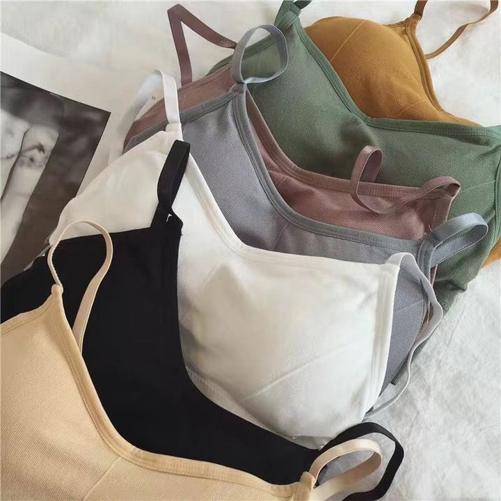 Women's Spaghetti Strap Sports Bras  Quick-Dry Padded Wirefree Workout Crop Cute Tank Tops Camisole Yoga Fitness Running Gym