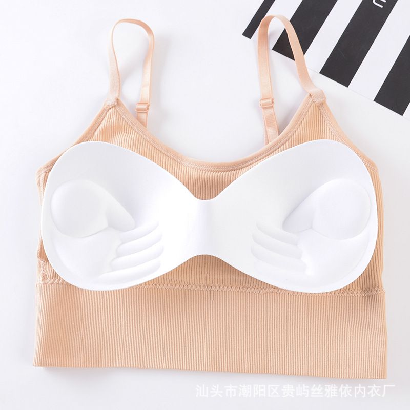 Women's Spaghetti Strap Sports Bras  Quick-Dry Padded Wirefree Workout Crop Cute Tank Tops Camisole Yoga Fitness Running Gym