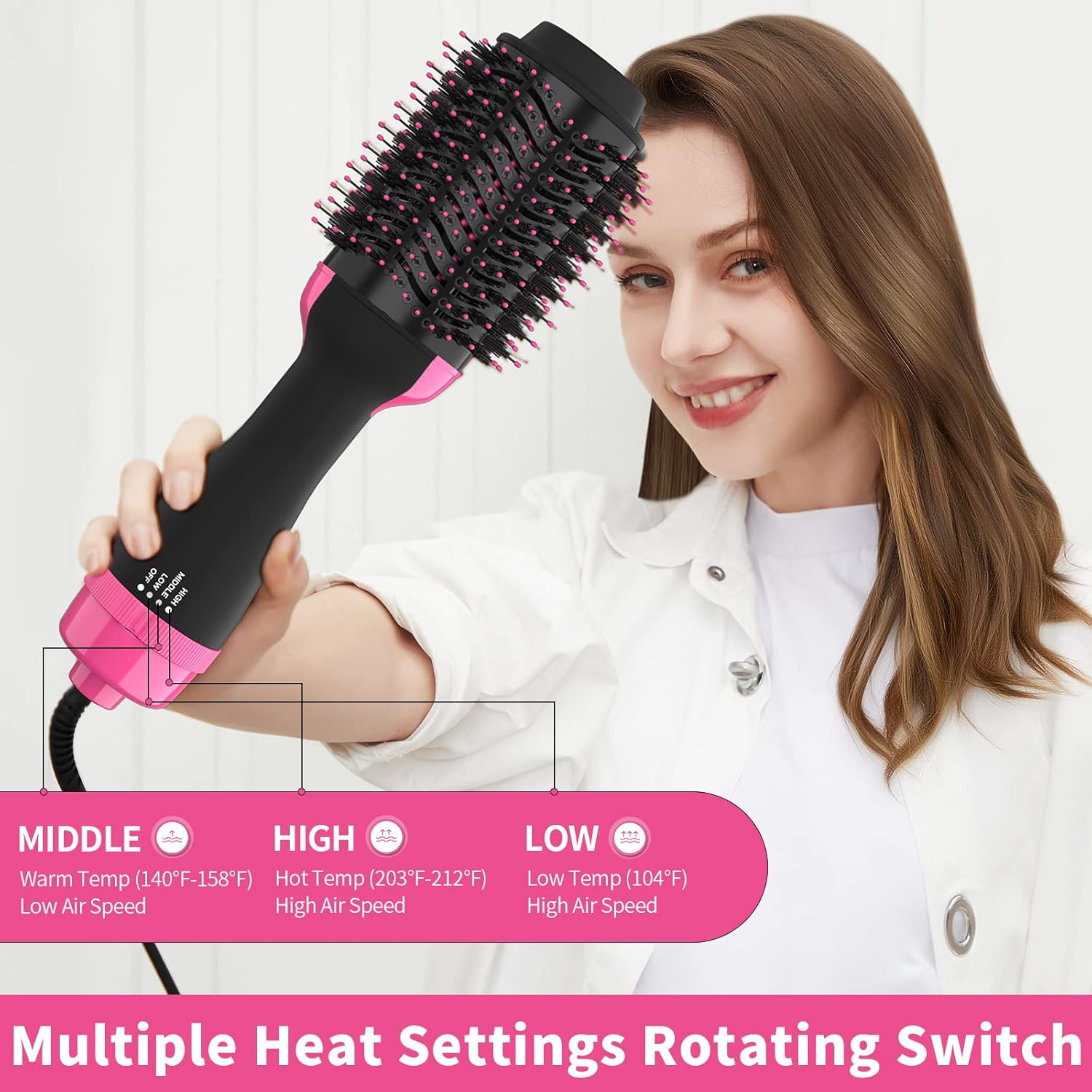 Hair Styling with 4-in-1 Hot Air Comb, Hair Dryer Brush, Blow Dryer, Hair Straightener Oval Barrel for All Hair Types