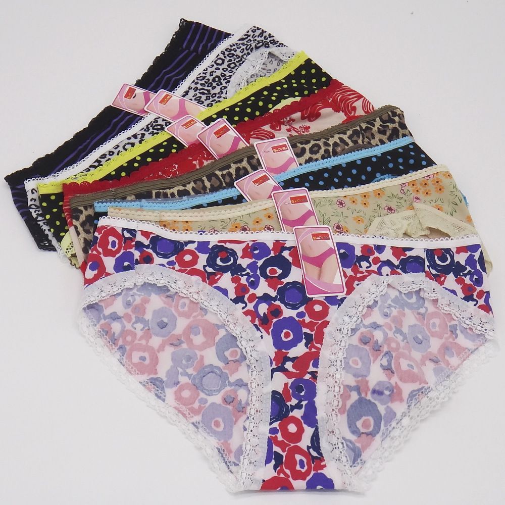 4pcs Women's Bikini Underwear Panties Lace Trim Classic Low Rise Lady Soft Breathable Briefs Hipster Pantie