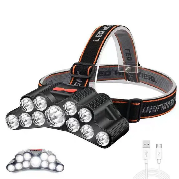 Rechargeable Headlamp, 11 LED  High Lumen Bright Headlamp USB Headlight, Head Lamps for Outdoor Running Hunting Hiking Camping Gear
