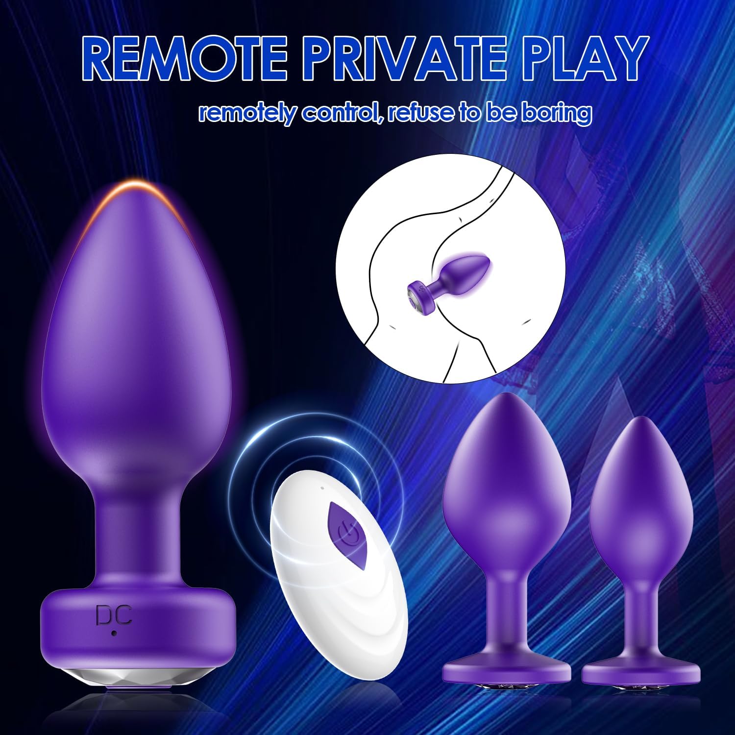 Anal Plug Sex Toys Vibrator- Silicone Anal Toys Butt Plug Training Kit with Remote Control 10 Frequency Vibration, Vibrating Anal Plug and Prostate Massager, Adult Sex Toys and Games
