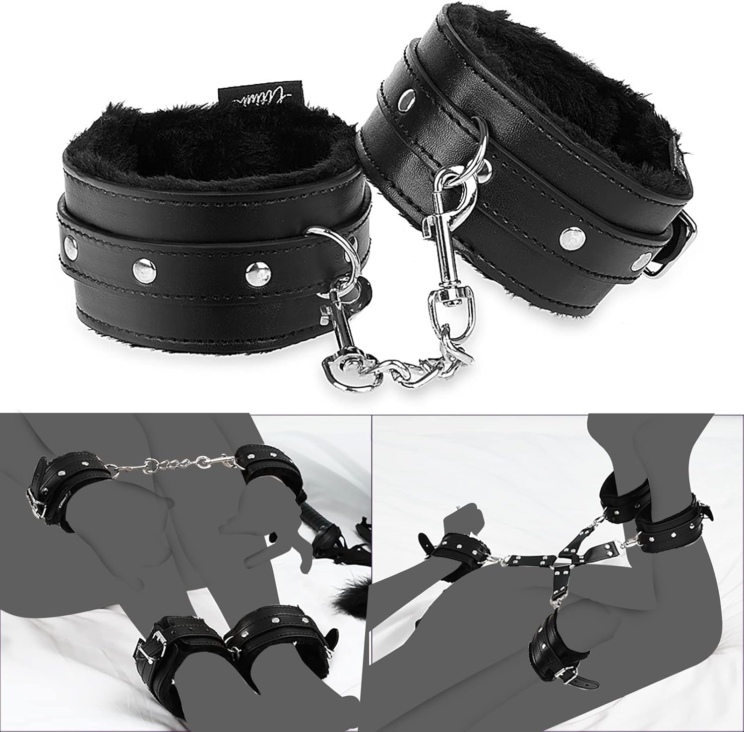 10 pcs BDSM Bondage Restraints Couples Sex Toys, Sex Toys Wrist to Thigh Ankle Cuffs BDSM Kit Removable, BDSM Toys Ball Gag Blindfold Sex Restraints, Adult Sex Toy for Women Coupl