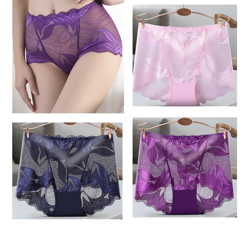 3 Pack Women Ladies Comfort Lace Underwear High Waist Briefs Tummy Control Panties Underpants