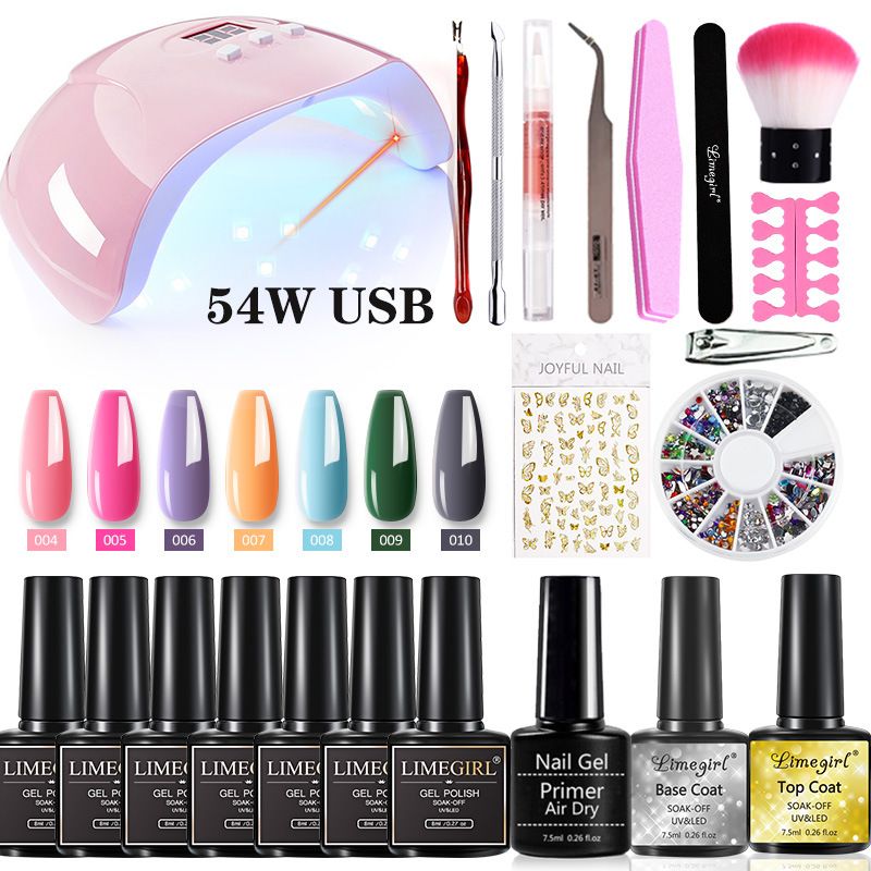 54W  Nail Lamp Manicure Set Nail Polish Kit With UV Nails Drying Lamp Polish Set Soak Off Manicure Tools Set Gel Nail Kits  All Seasons Professional Gel Manicure Kit DIY at Home Gifts for Women