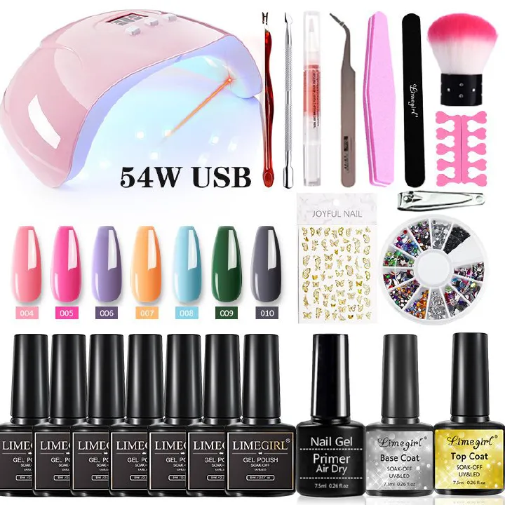 54W  Nail Lamp Manicure Set Nail Polish Kit With UV Nails Drying Lamp Polish Set Soak Off Manicure Tools Set Gel Nail Kits  All Seasons Professional Gel Manicure Kit DIY at Home Gifts for Women