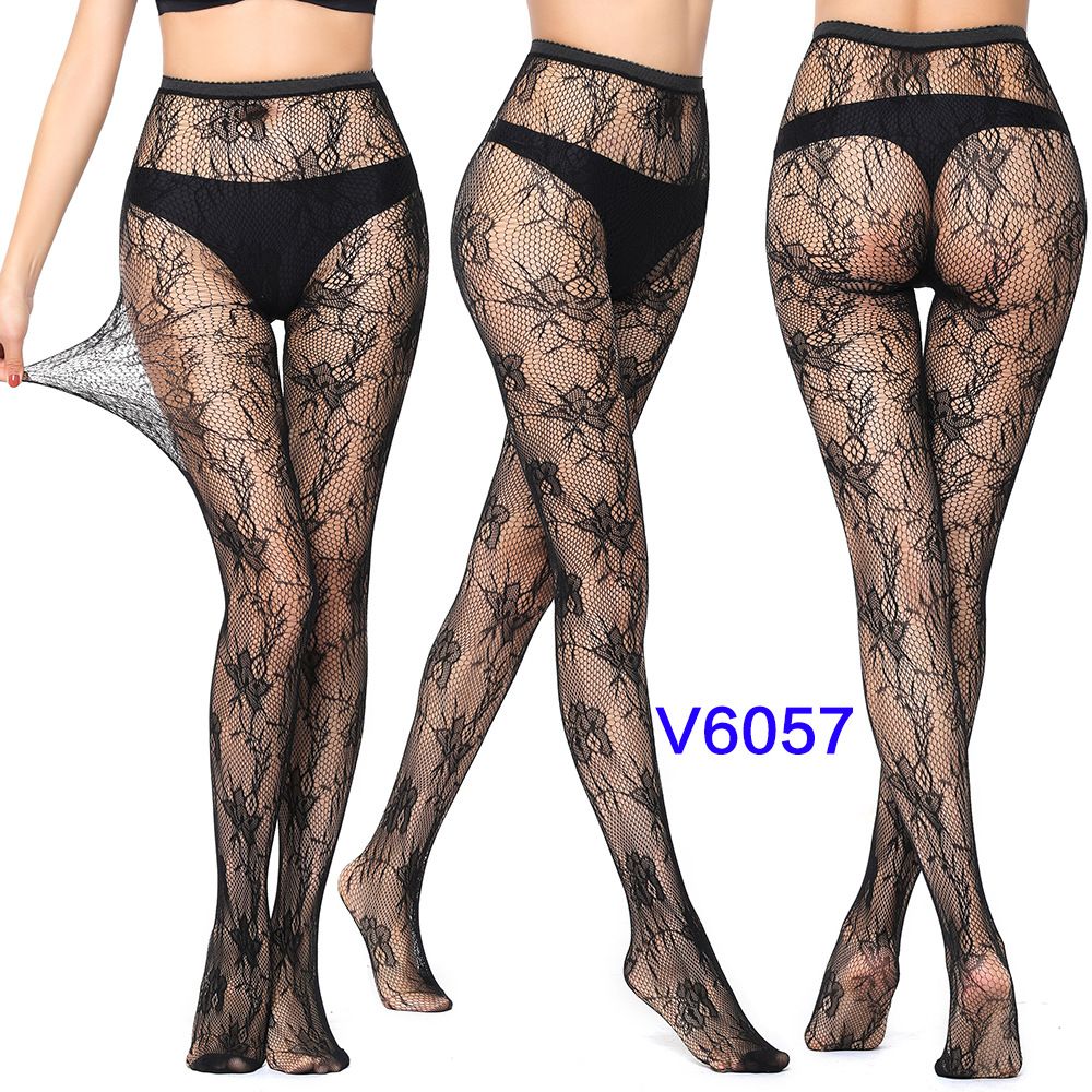 Women Fishnet Suspender Pantyhose Thigh High Stocking Garter Belt Lingerie Tights Lace Patterned Fishnet Tights for Women Black Fishnets Leggings Lace Tights
