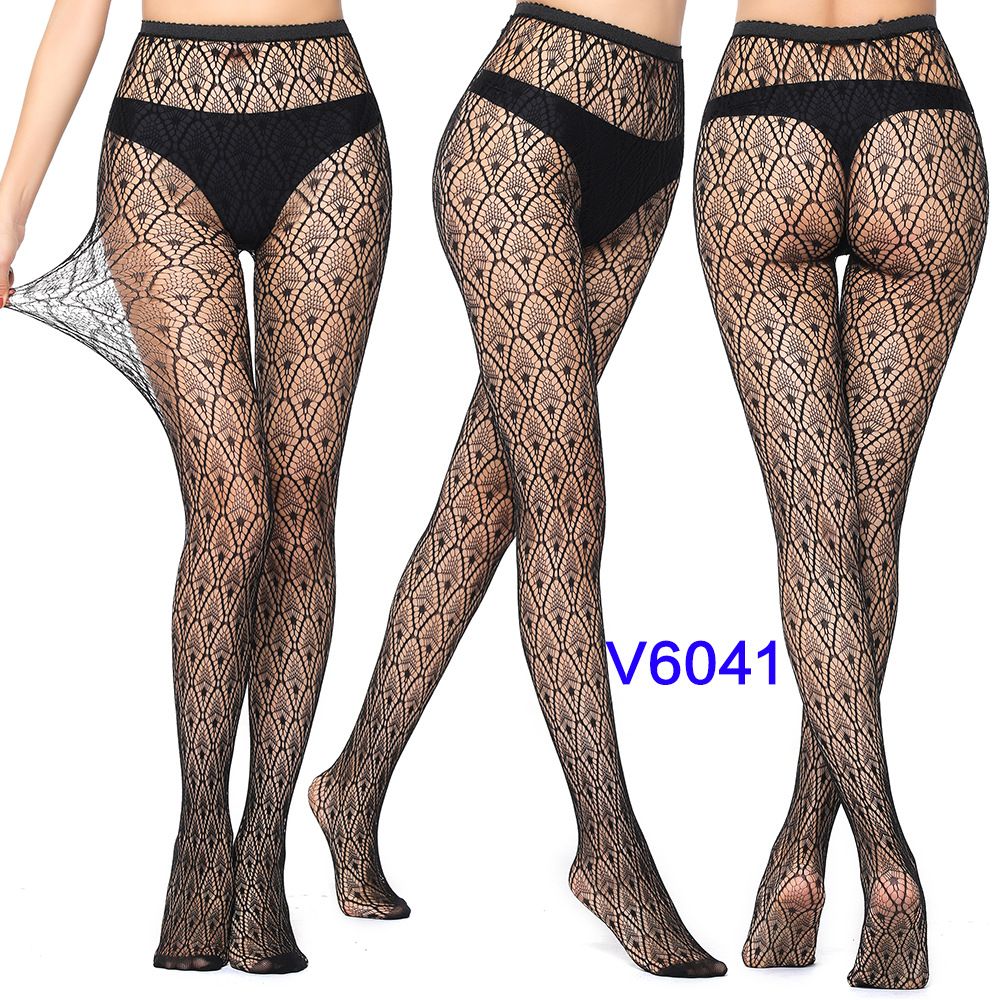 Women Fishnet Suspender Pantyhose Thigh High Stocking Garter Belt Lingerie Tights Lace Patterned Fishnet Tights for Women Black Fishnets Leggings Lace Tights