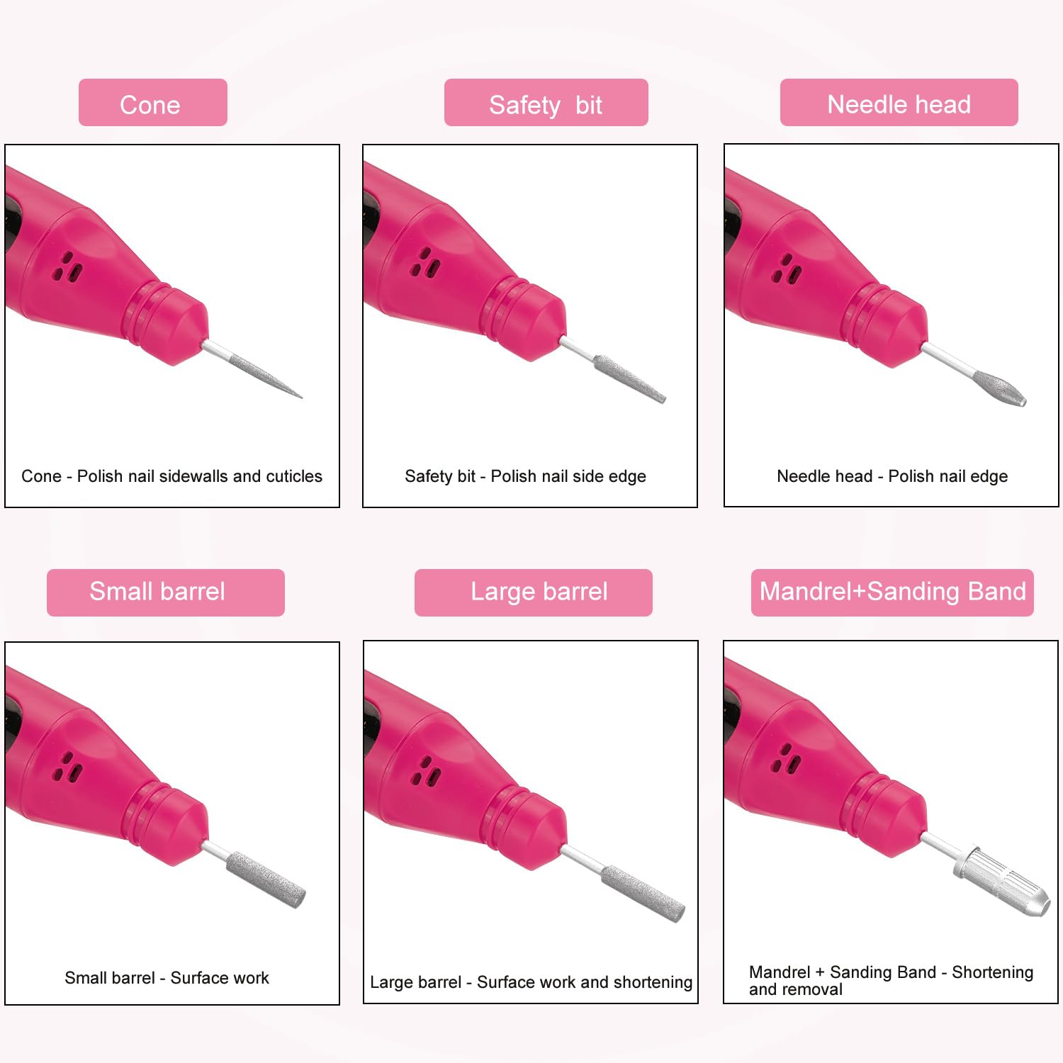 USB Electric Nail Drill,Portable Electric Nail Drill,Professional Nail File,YIMART Gel Nails Manicure Pedicure Polishing with 6Pcs Nail Drill Bits Nail Art Tools Kit Nail Drill Machine