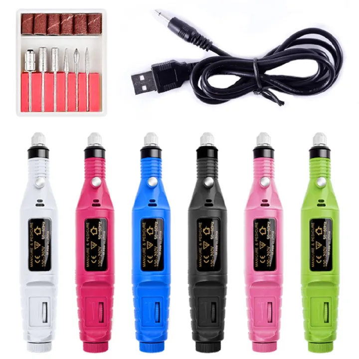 USB Electric Nail Drill,Portable Electric Nail Drill,Professional Nail File,YIMART Gel Nails Manicure Pedicure Polishing with 6Pcs Nail Drill Bits Nail Art Tools Kit Nail Drill Machine