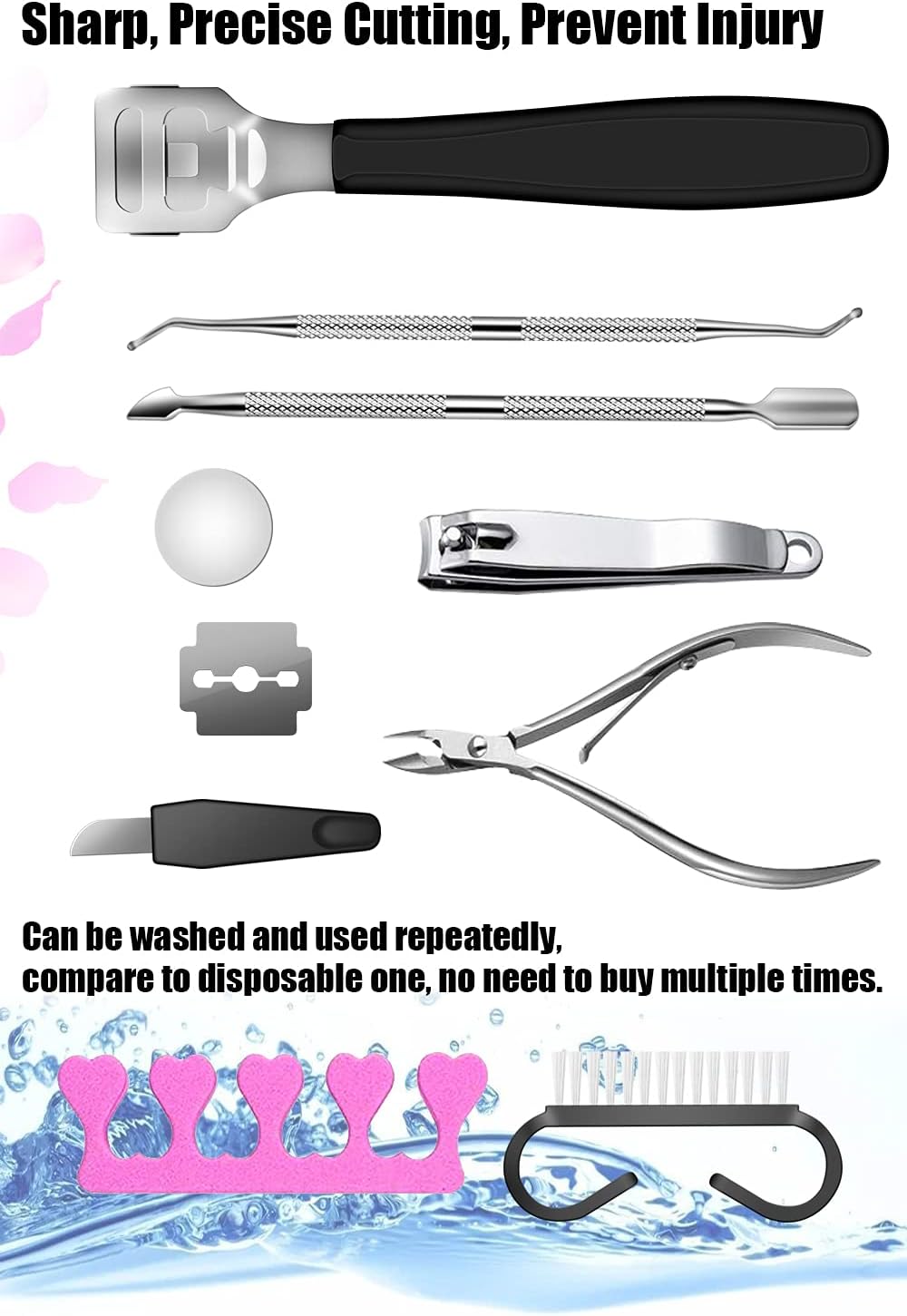 Pedicure Tool Kit, 23 in 1 Foot Scrubber Pedicure Tools Set for Men Women Stainless Steel Foot File Set, Professional Callus Remover Skin Tag, Included Nail Toenail Clipper File Foot Rasp