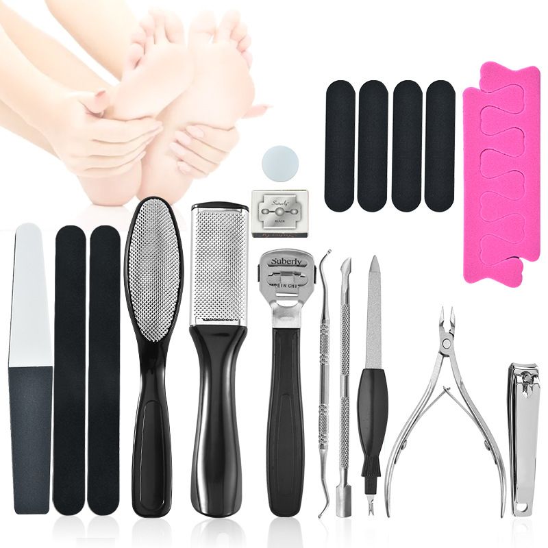 Pedicure Tool Kit, 23 in 1 Foot Scrubber Pedicure Tools Set for Men Women Stainless Steel Foot File Set, Professional Callus Remover Skin Tag, Included Nail Toenail Clipper File Foot Rasp