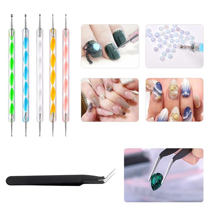 Nail Art Care Set + Acrylic Powder Nail Dryer + LED LAMP Manicure DIY Brush Nail Kit