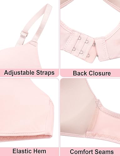 Women Teens Training Bras for Girl Adjustable Cotton Bra with Padded Soft Lightly Wireless Training Bra