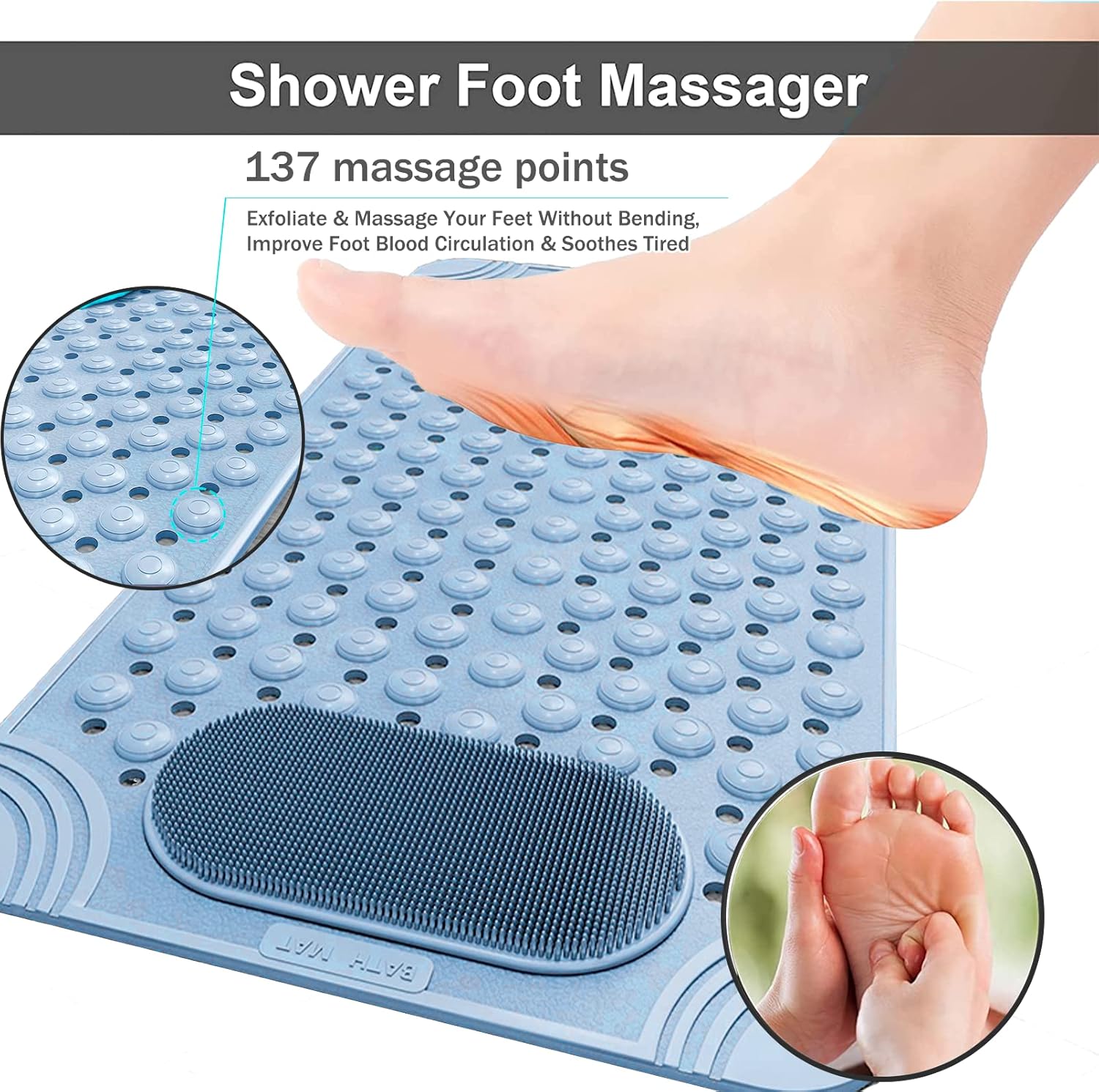 Bath Tub Mat Shower Mat Non Slip Bathtub Mats with Suction Cups Bath Mat for Tub Bathroom Mats  Machine Washable