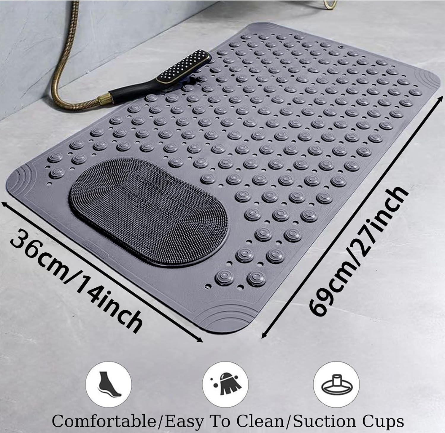 Bath Tub Mat Shower Mat Non Slip Bathtub Mats with Suction Cups Bath Mat for Tub Bathroom Mats  Machine Washable