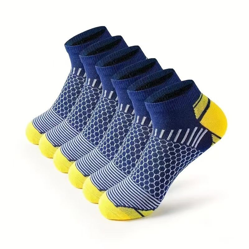 6 Pack Men's Ankle Socks, Cushion Running Athletic Socks, Breathable Sports Low Cut Socks