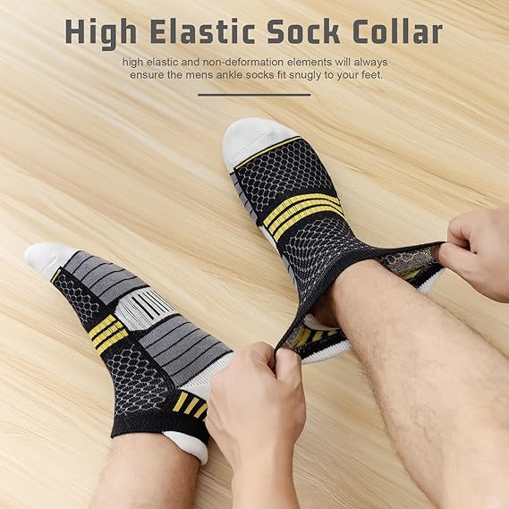 6 Pack Men's Ankle Socks, Cushion Running Athletic Socks, Breathable Sports Low Cut Socks