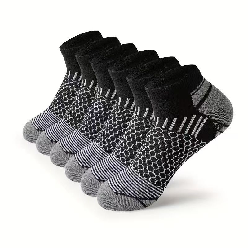 6 Pack Men's Ankle Socks, Cushion Running Athletic Socks, Breathable Sports Low Cut Socks