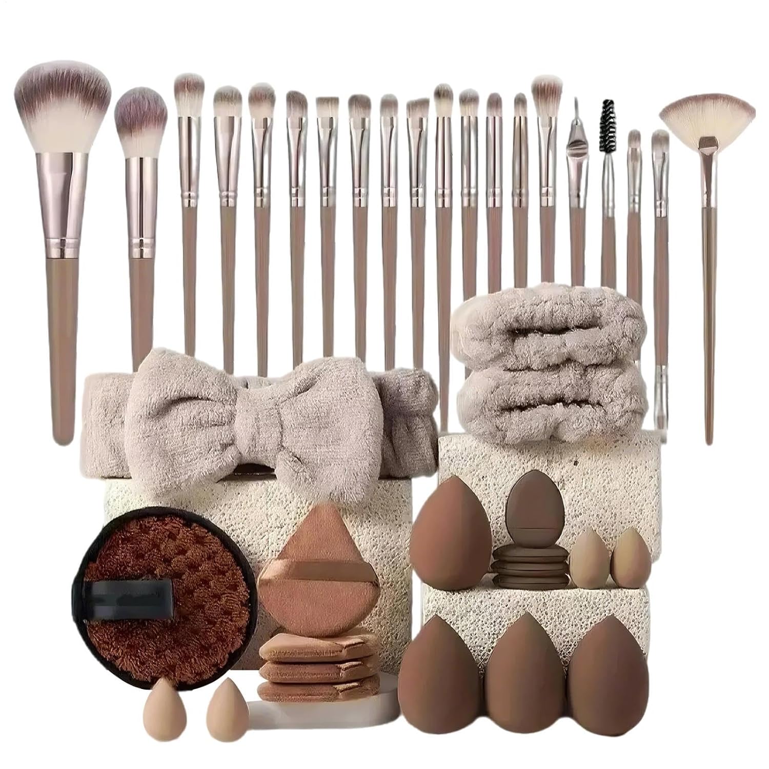 40 Pieces Makeup Brush Sets for Women with Headband, Multi-functional Makeup Tool Set with Makeup Sponges Powder Puff Foundation Brush Make up Brushes Air Cushion for Women Girl Beginner Professional
