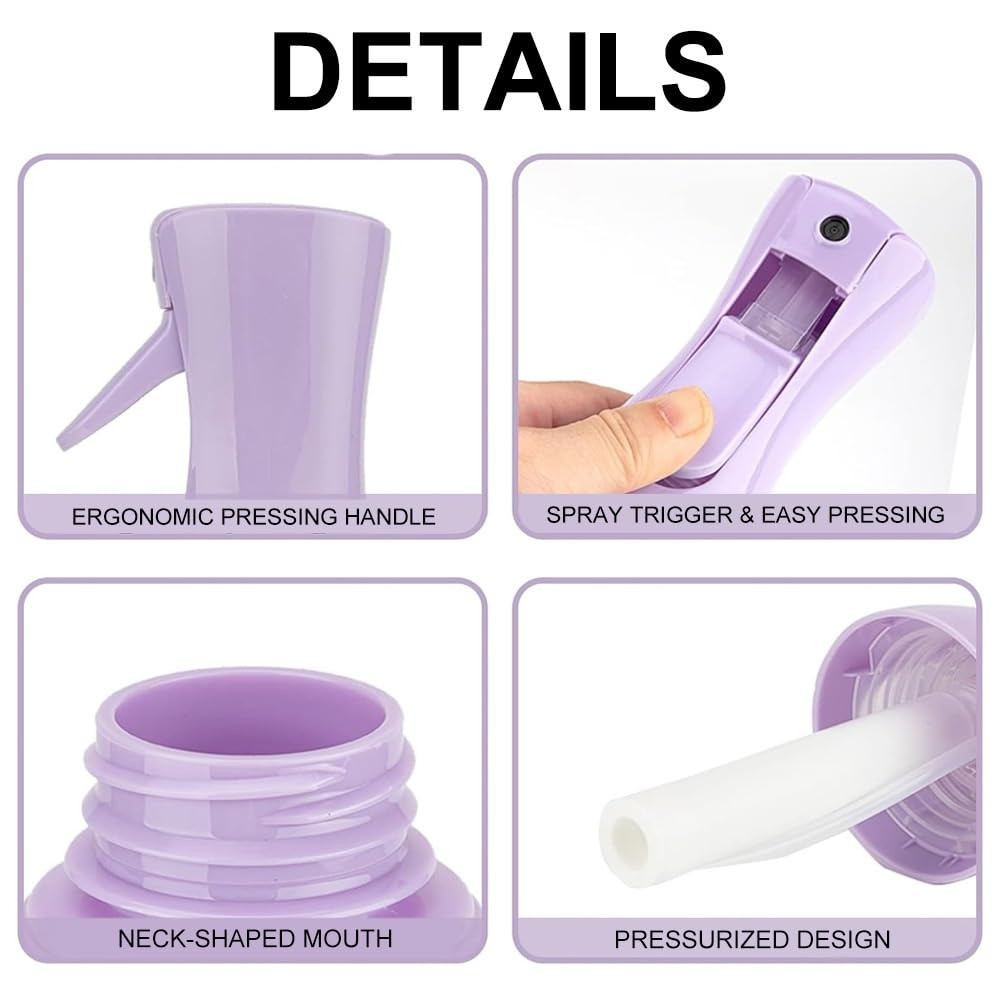 11Pcs Hair Brush Set with Continuous Hair Spray Bottle for Women, Rat Tail Combs for Toddlers, Soft Scalp Massager, Detangling Hairbrush for Wet Dry Curly Hair