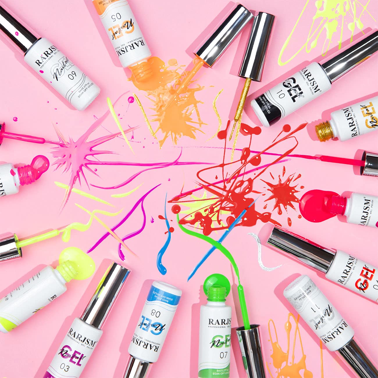 Painted Gel Nail Polish Set, Line Art Gel 12 Colors Neon Pink Yellow Green Glitter Silver Gold Nail Art Painting Manicure Tools DIY Drawing NailGel