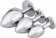 3Pcs Set Luxury Metal Butt Toys Heart Shaped Anal Trainer Jewel Butt Plug Kit S&M Adult Gay Anal Plugs Woman Men Sex Gifts Things for Beginners Couples Large/Medium/Smalls