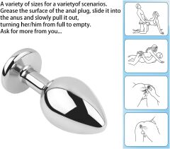 3Pcs Set Luxury Metal Butt Toys Heart Shaped Anal Trainer Jewel Butt Plug Kit S&M Adult Gay Anal Plugs Woman Men Sex Gifts Things for Beginners Couples Large/Medium/Smalls