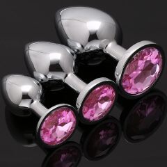 3Pcs Set Luxury Metal Butt Toys Heart Shaped Anal Trainer Jewel Butt Plug Kit S&M Adult Gay Anal Plugs Woman Men Sex Gifts Things for Beginners Couples Large/Medium/Smalls