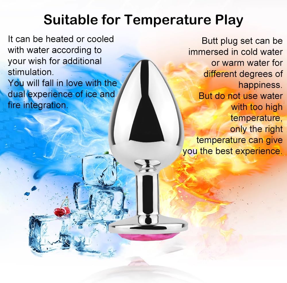 Sex Toys Anal Butt Plug 3Pcs Trainer Kit Metal Butt Plug Anal Trainer Toys Fetish Kinky Sex Love Games for Starter Beginner Men Women Couples